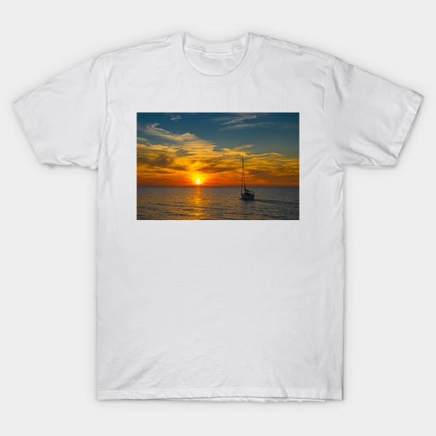 Leaving Harbour as the Sun Goes Down T-Shirt by BrianPShaw